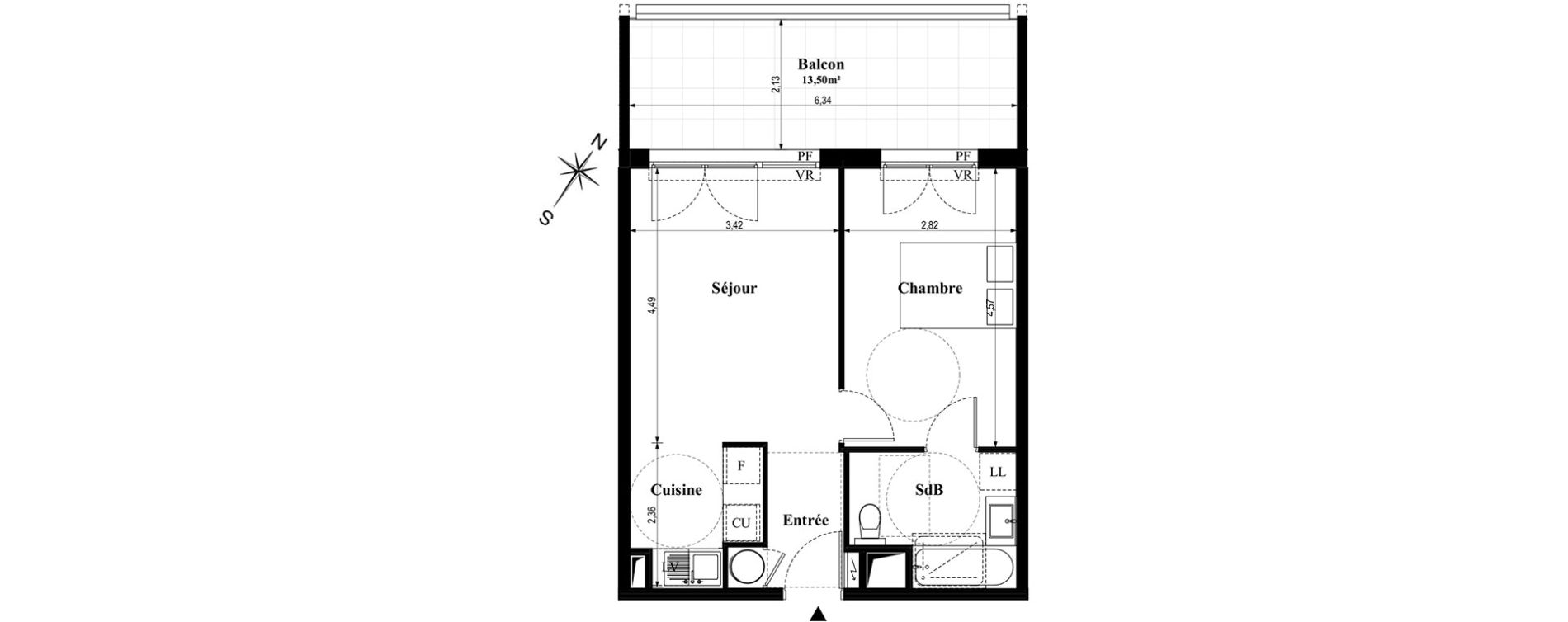 Appartement T2 de 41,59 m2 &agrave; Villeneuve-Loubet Centre