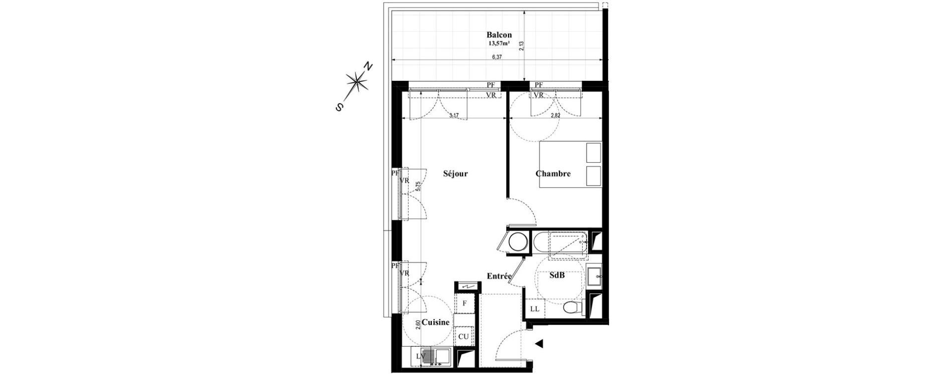 Appartement T2 de 44,96 m2 &agrave; Villeneuve-Loubet Centre