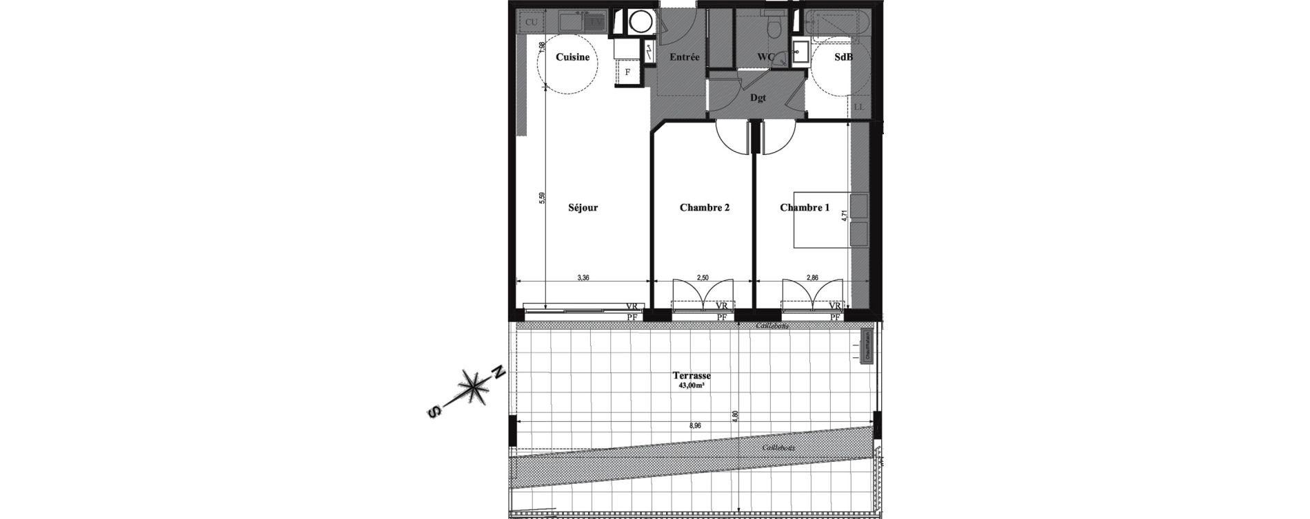 Appartement T3 de 64,35 m2 &agrave; Villeneuve-Loubet Centre