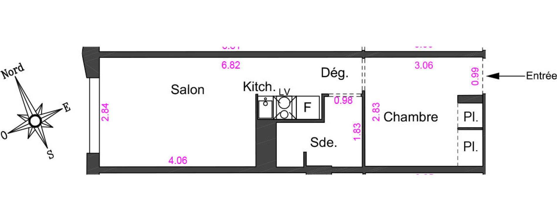 Appartement T1 bis de 26,95 m2 &agrave; Villeneuve-Loubet Centre