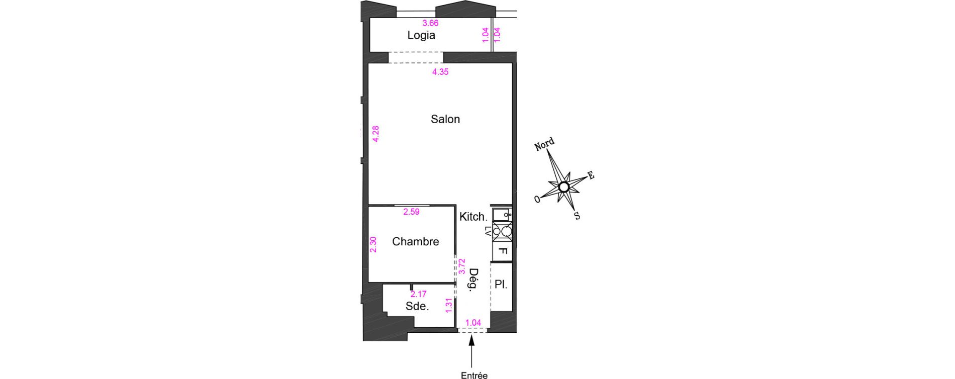 Appartement T1 bis de 33,04 m2 &agrave; Villeneuve-Loubet Centre