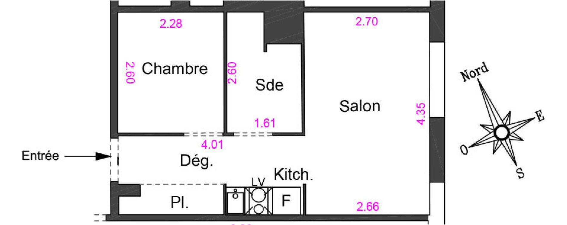 Appartement T1 bis de 27,80 m2 &agrave; Villeneuve-Loubet Centre