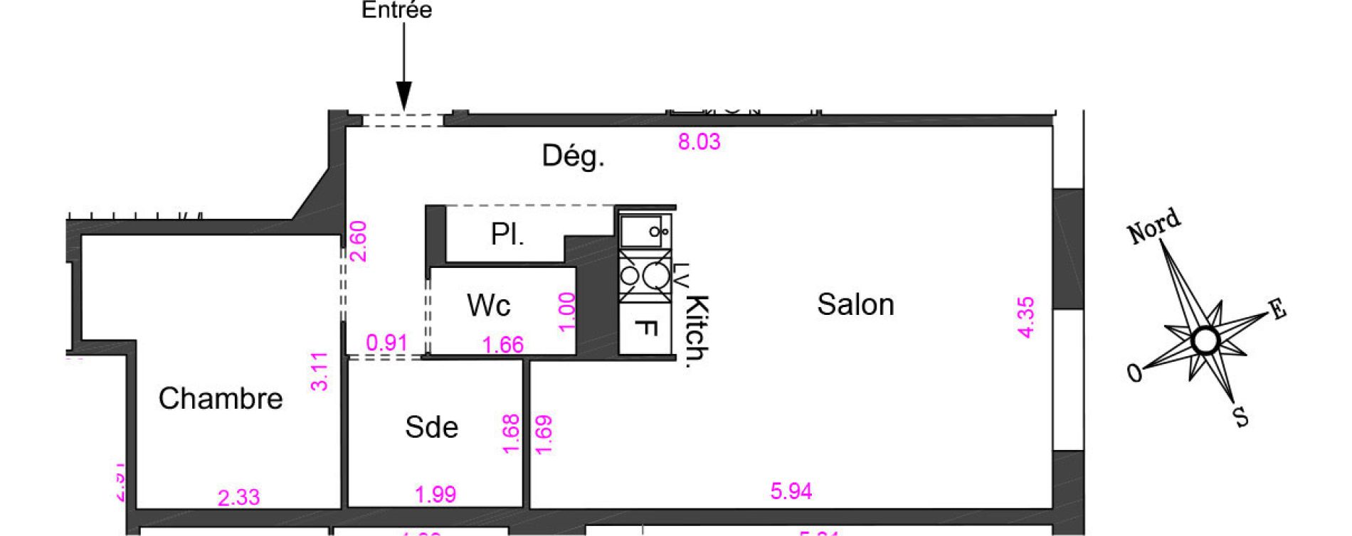 Appartement T1 bis de 41,49 m2 &agrave; Villeneuve-Loubet Centre