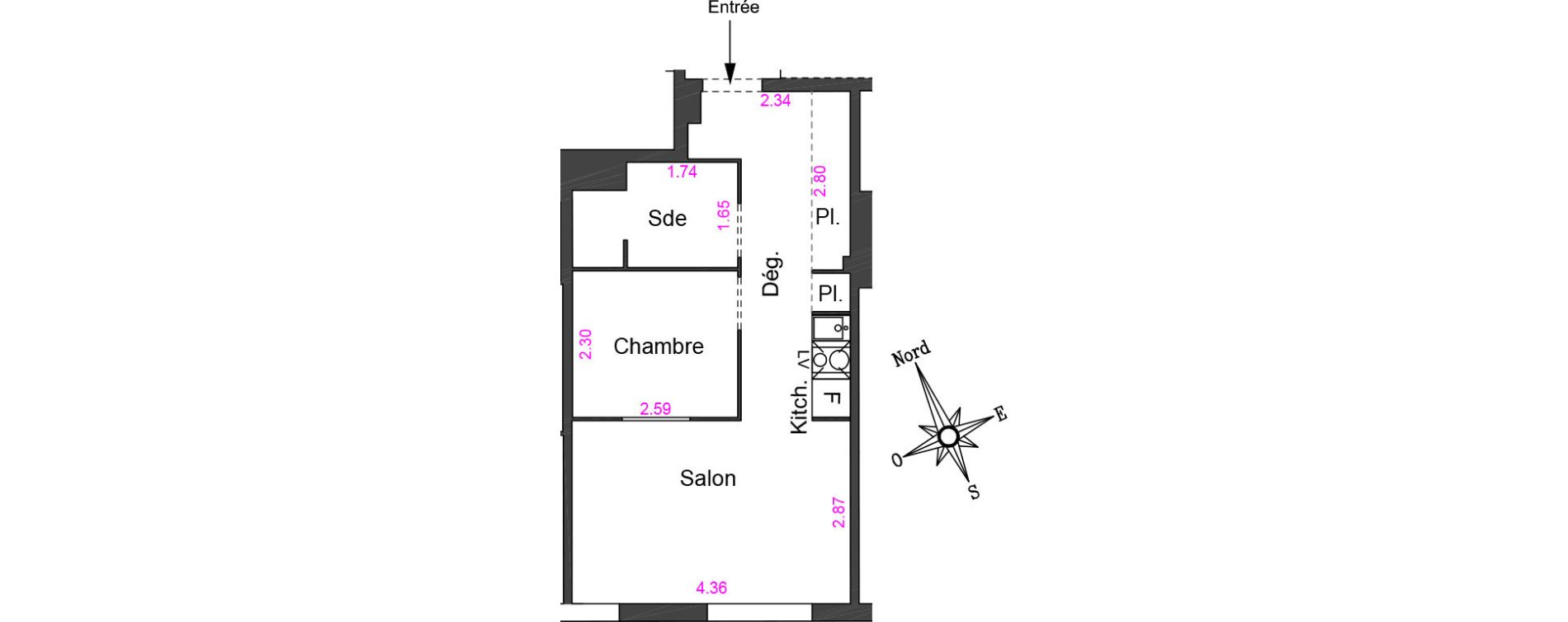 Appartement T2 de 31,84 m2 &agrave; Villeneuve-Loubet Centre
