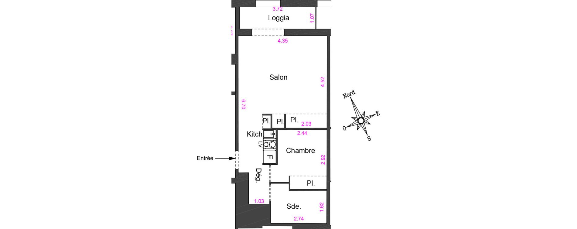 Appartement T1 bis de 36,75 m2 &agrave; Villeneuve-Loubet Centre