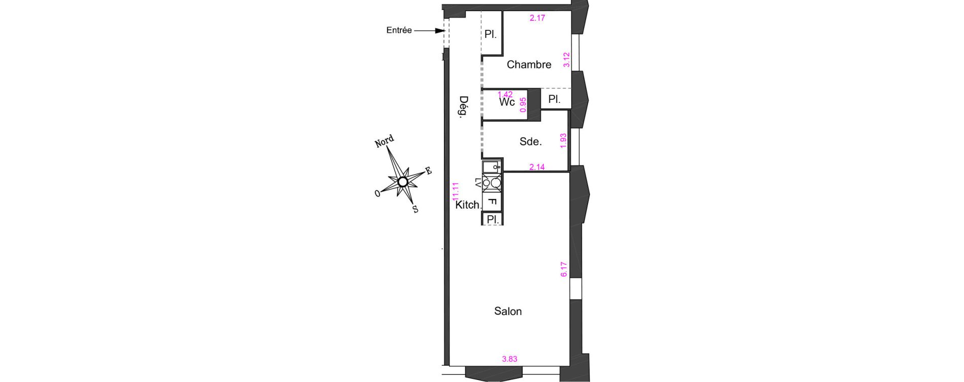 Appartement T2 de 42,11 m2 &agrave; Villeneuve-Loubet Centre