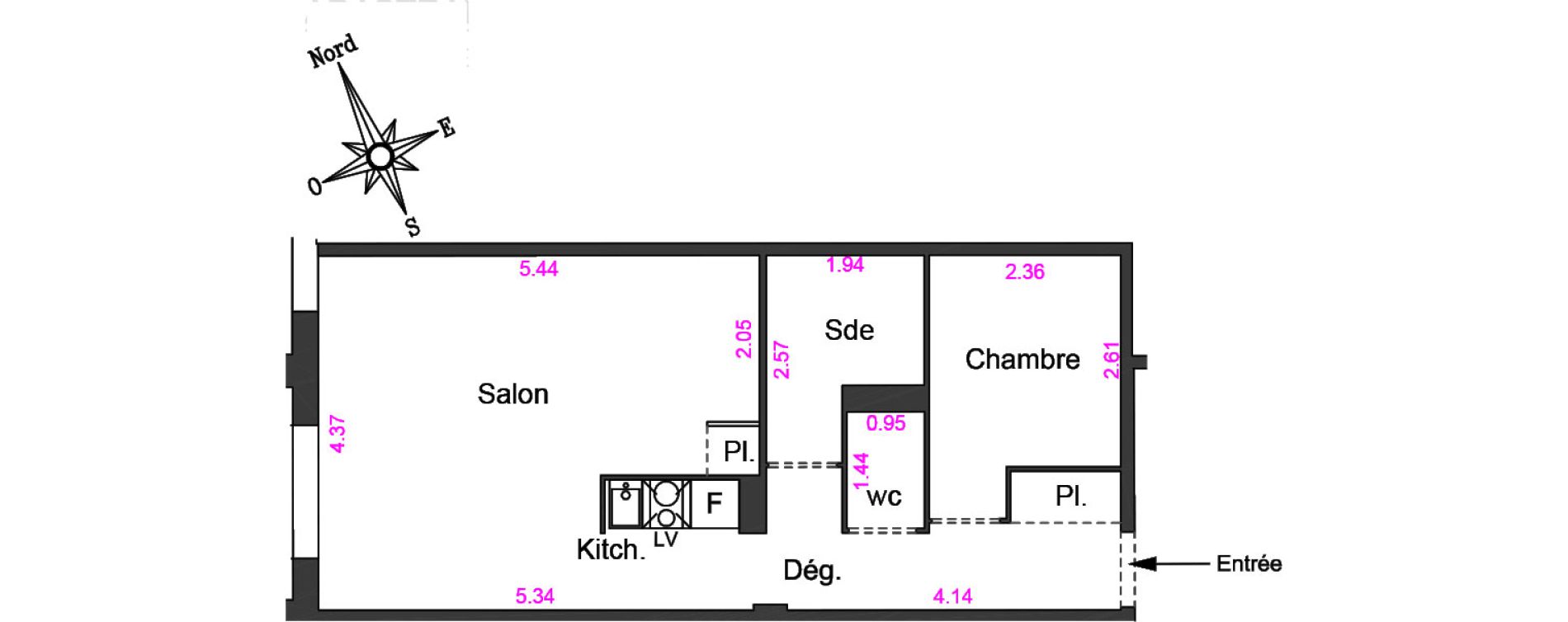 Appartement T1 bis de 41,75 m2 &agrave; Villeneuve-Loubet Centre