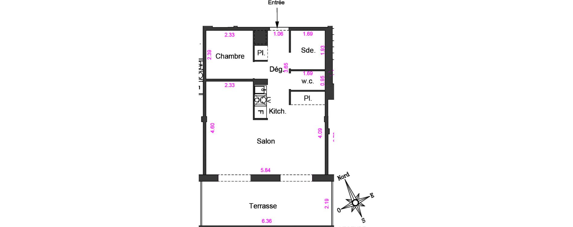 Appartement T1 bis de 39,71 m2 &agrave; Villeneuve-Loubet Centre