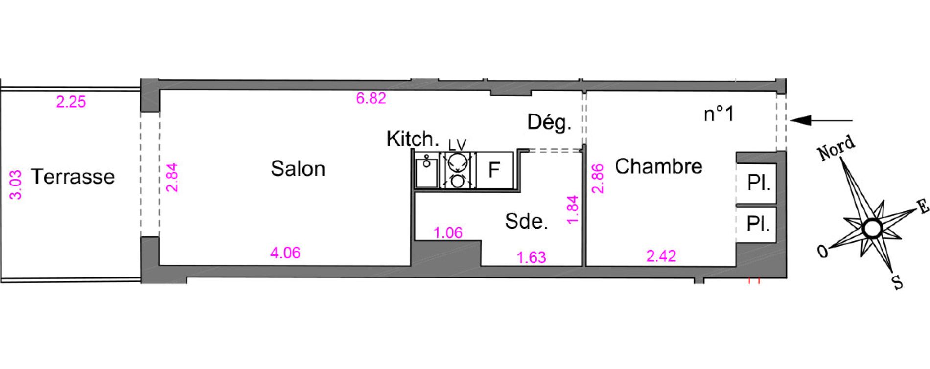 Appartement T1 bis de 26,91 m2 &agrave; Villeneuve-Loubet Centre