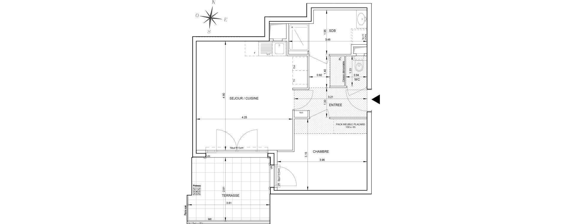 Appartement T2 de 45,65 m2 &agrave; Aix-En-Provence Campagne repentance