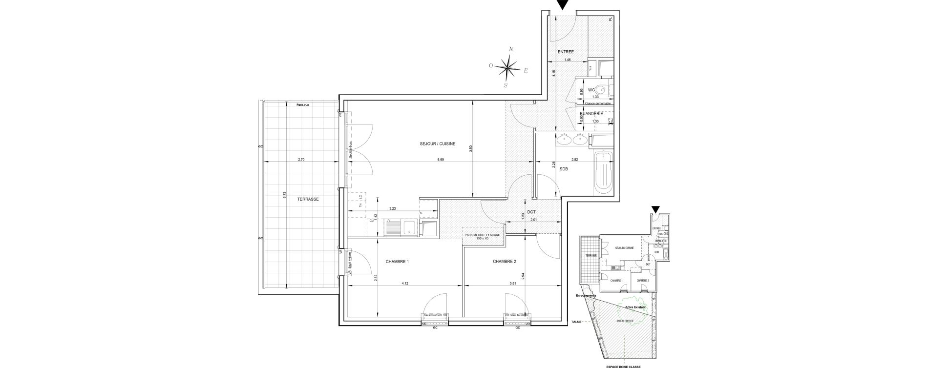 Appartement T3 de 70,35 m2 &agrave; Aix-En-Provence Campagne repentance