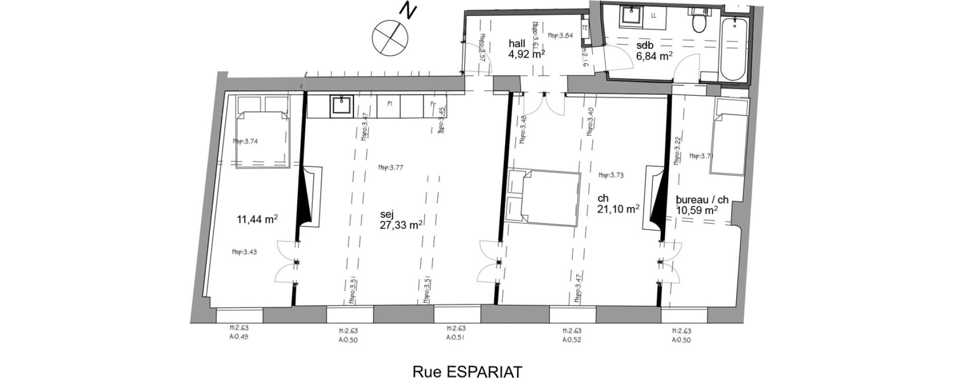 Appartement T4 de 82,22 m2 &agrave; Aix-En-Provence Hypercentre