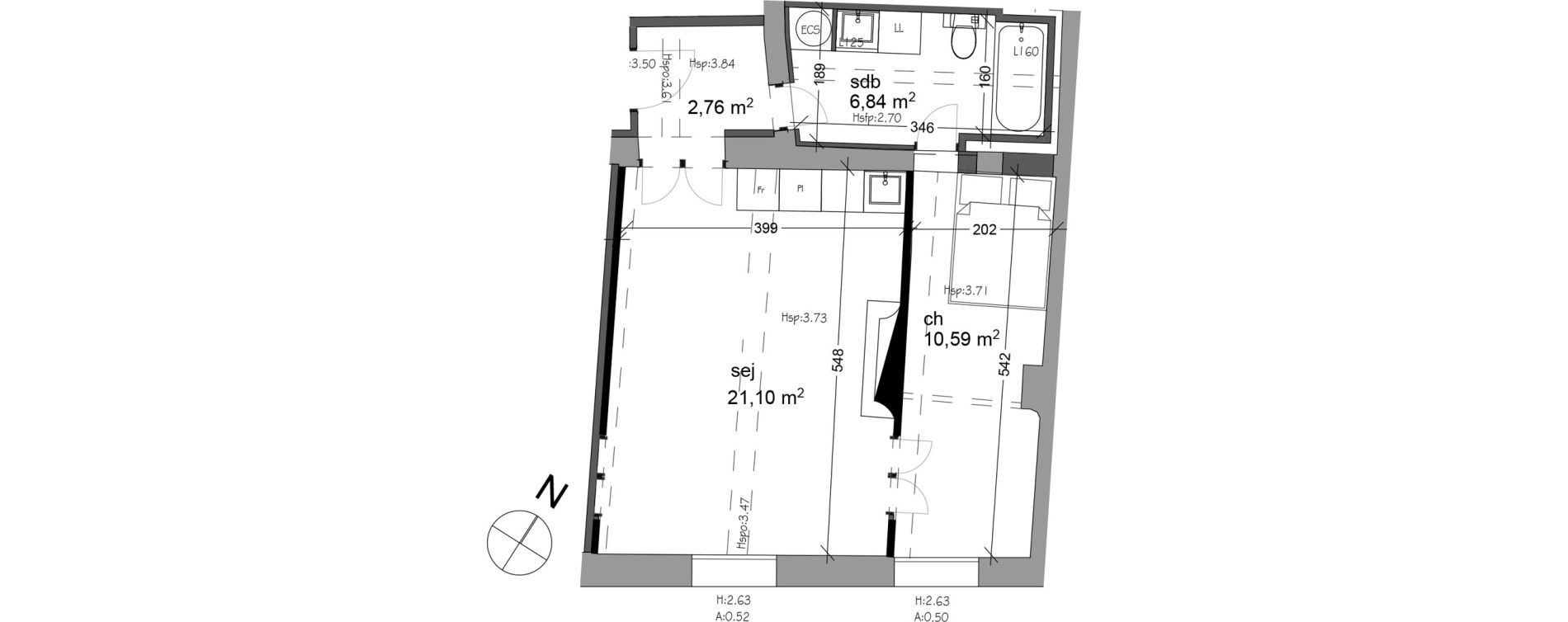 Appartement T2 de 41,29 m2 &agrave; Aix-En-Provence Hypercentre