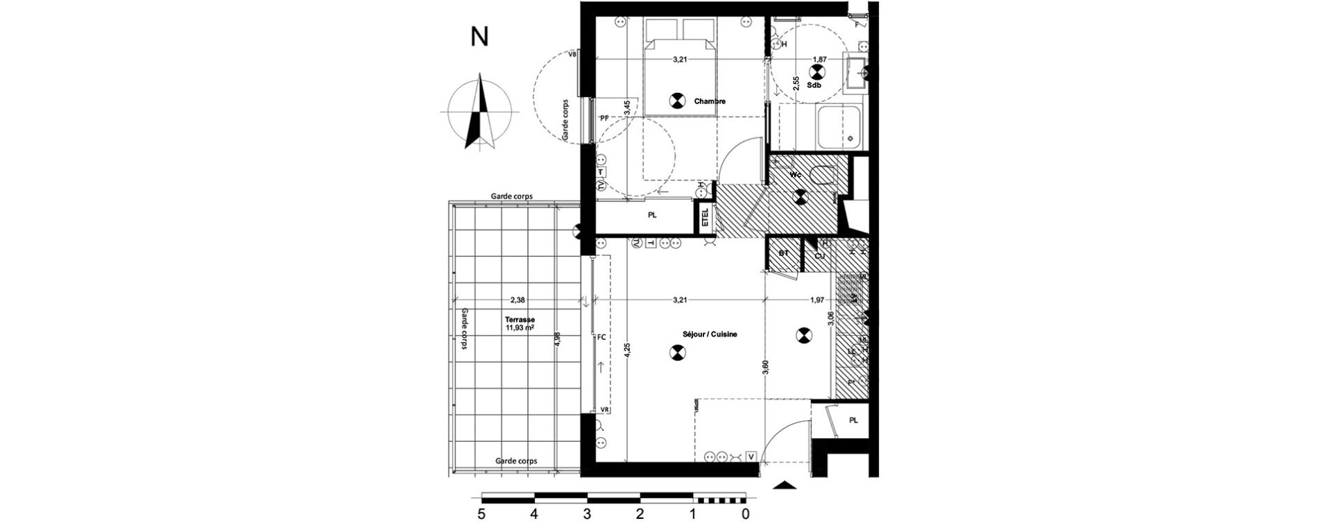 Appartement T2 de 41,21 m2 &agrave; Aix-En-Provence Centre