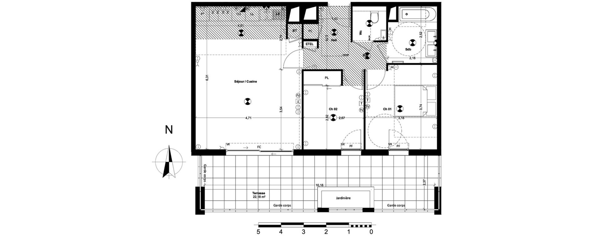 Appartement T3 de 64,14 m2 &agrave; Aix-En-Provence Centre