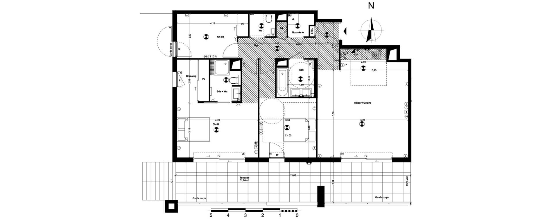 Appartement T3 de 97,57 m2 &agrave; Aix-En-Provence Centre