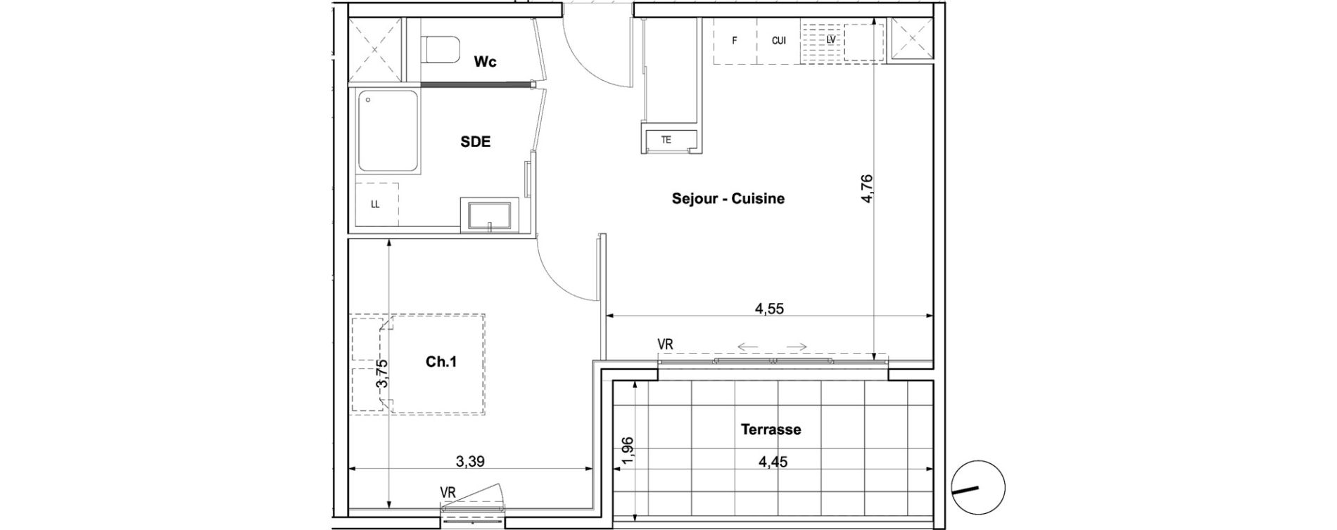 Appartement T2 de 43,29 m2 &agrave; Aix-En-Provence Saint mitre - les granettes - pey blanc