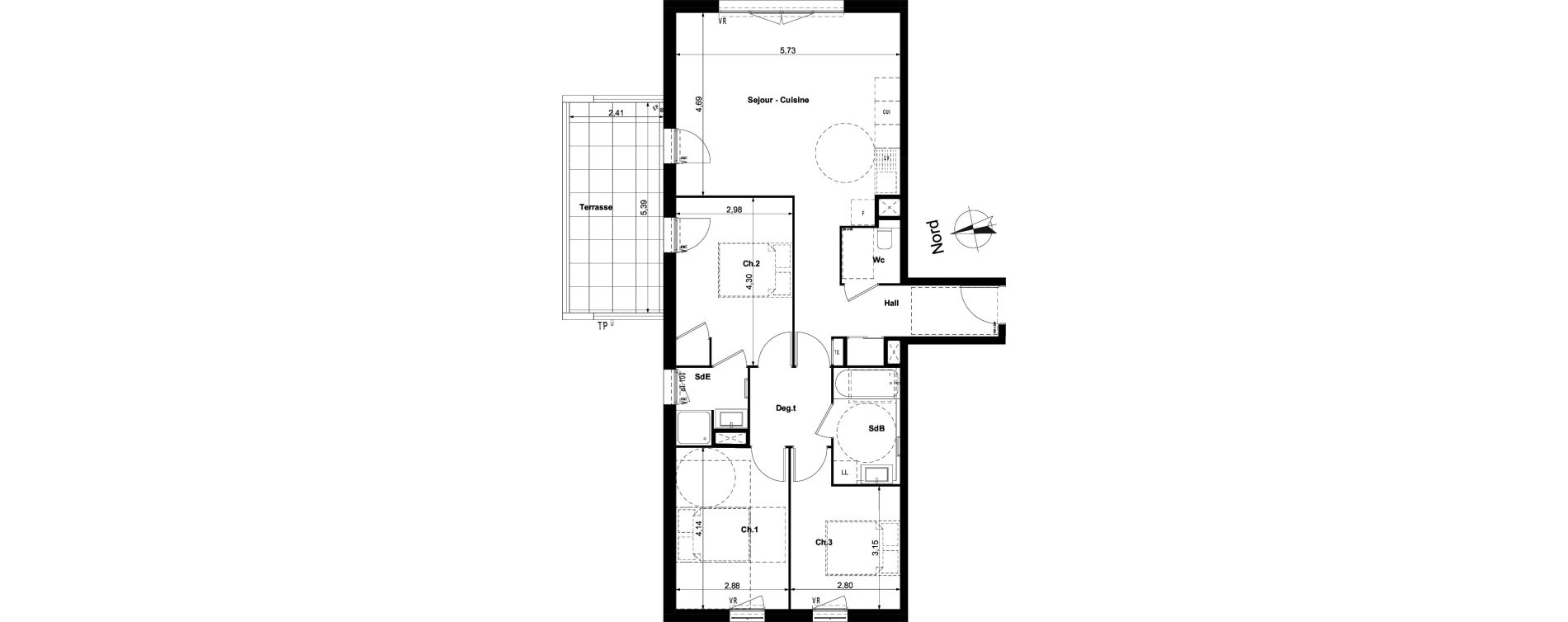 Appartement T4 de 88,02 m2 &agrave; Aix-En-Provence Saint mitre - les granettes - pey blanc