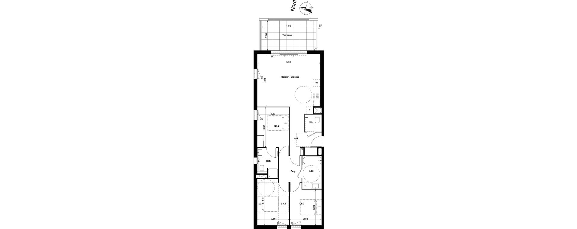 Appartement T4 de 84,50 m2 &agrave; Aix-En-Provence Saint mitre - les granettes - pey blanc