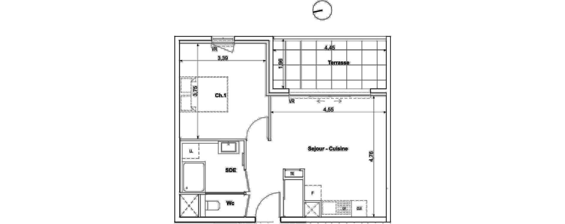 Appartement T2 de 43,29 m2 &agrave; Aix-En-Provence Saint mitre - les granettes - pey blanc