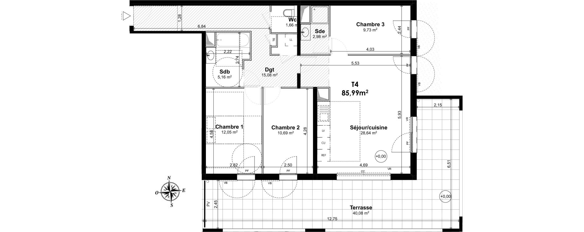 Appartement T4 de 85,99 m2 &agrave; Aix-En-Provence Le pigonnet