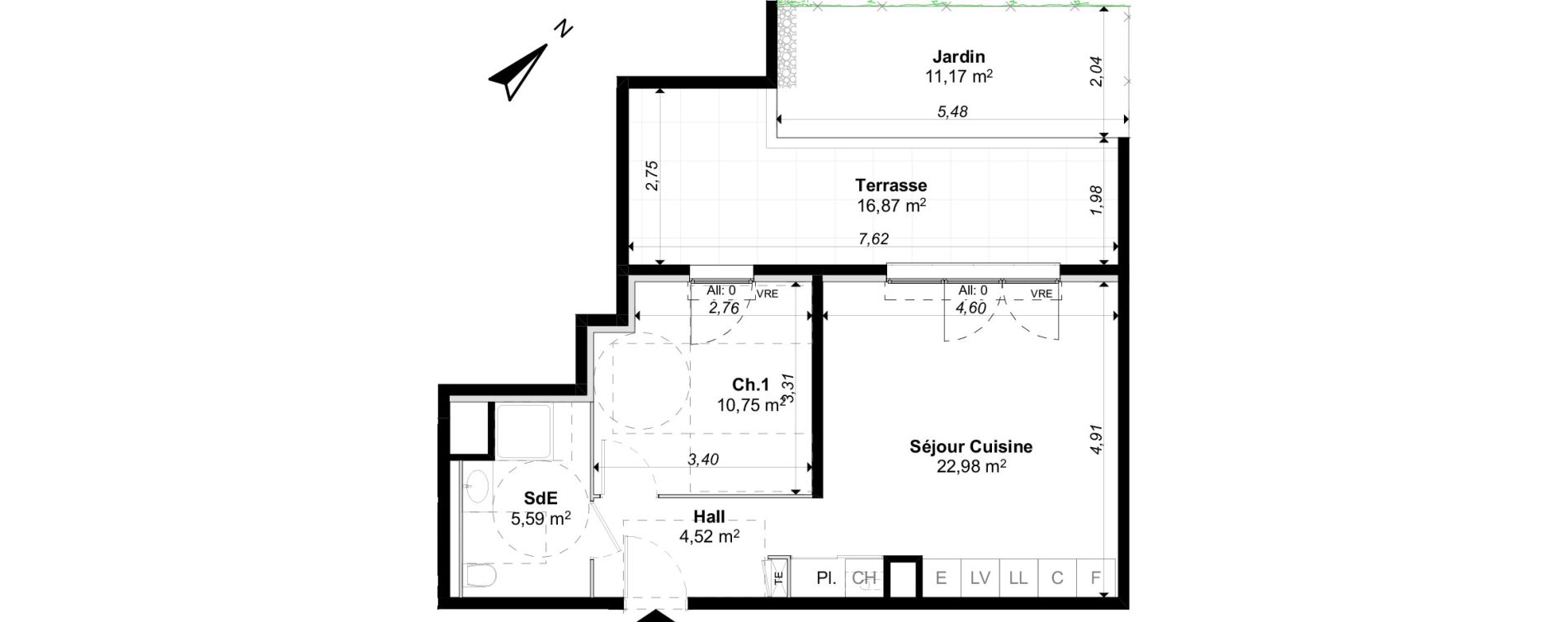 Appartement T2 de 43,84 m2 &agrave; Aix-En-Provence Montaiguet