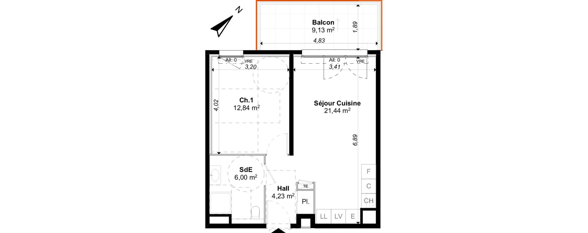 Appartement T2 de 44,51 m2 &agrave; Aix-En-Provence Montaiguet