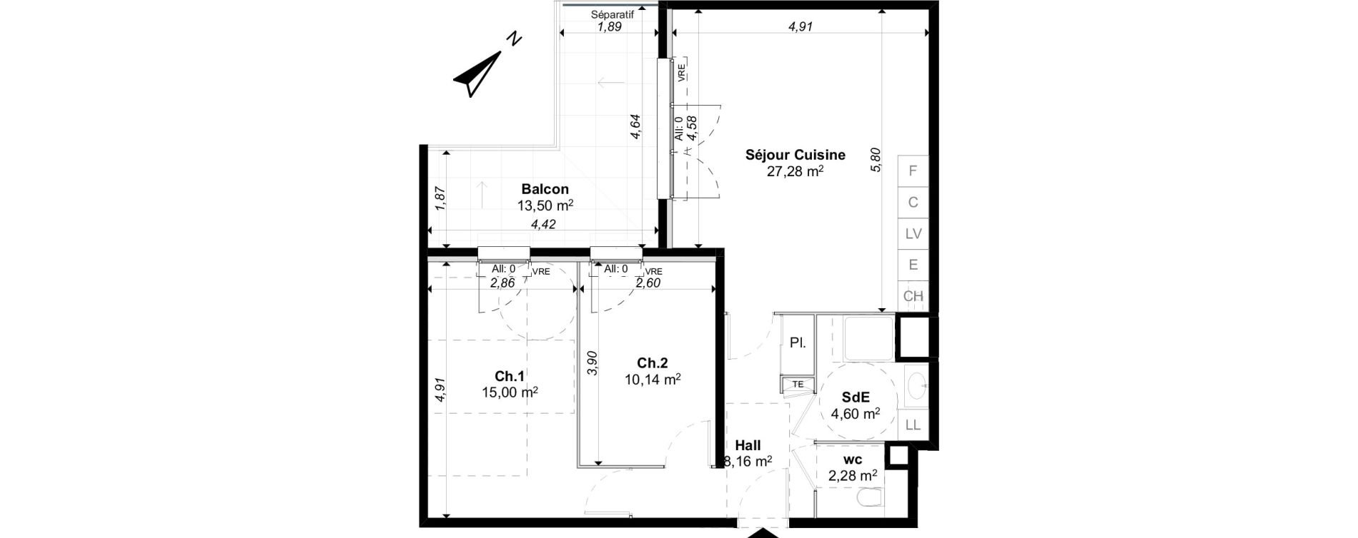 Appartement T3 de 67,46 m2 &agrave; Aix-En-Provence Montaiguet