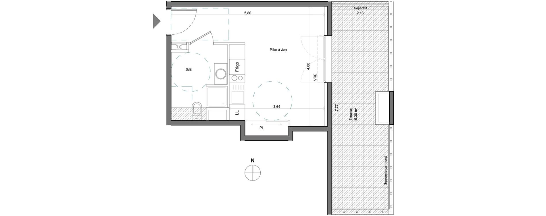 Appartement T1 de 25,90 m2 &agrave; Aix-En-Provence Saint mitre - les granettes - pey blanc