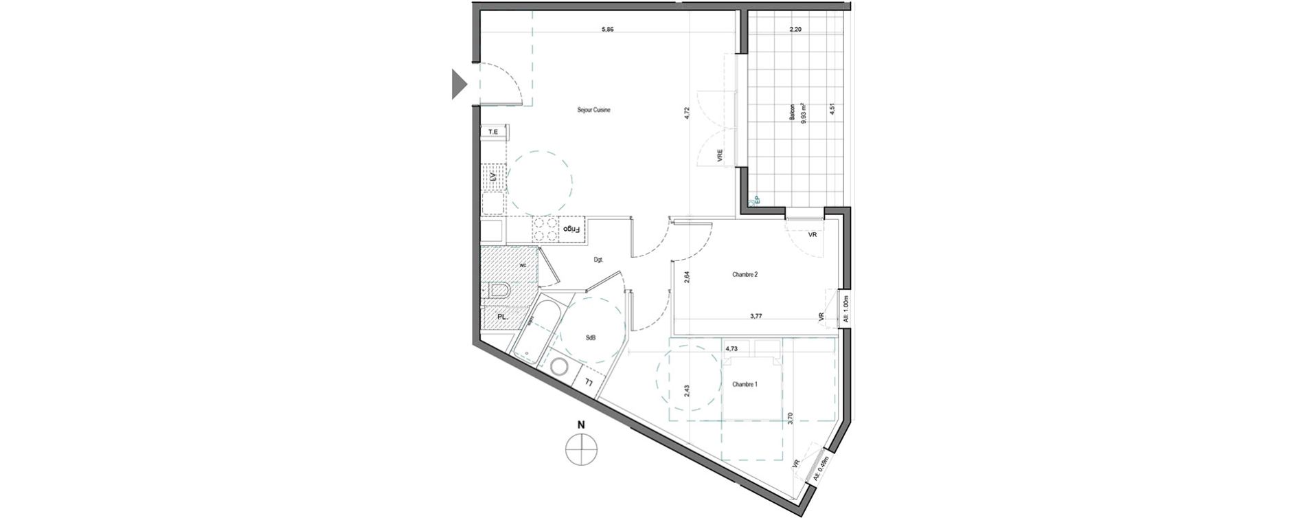 Appartement T3 de 64,12 m2 &agrave; Aix-En-Provence Saint mitre - les granettes - pey blanc