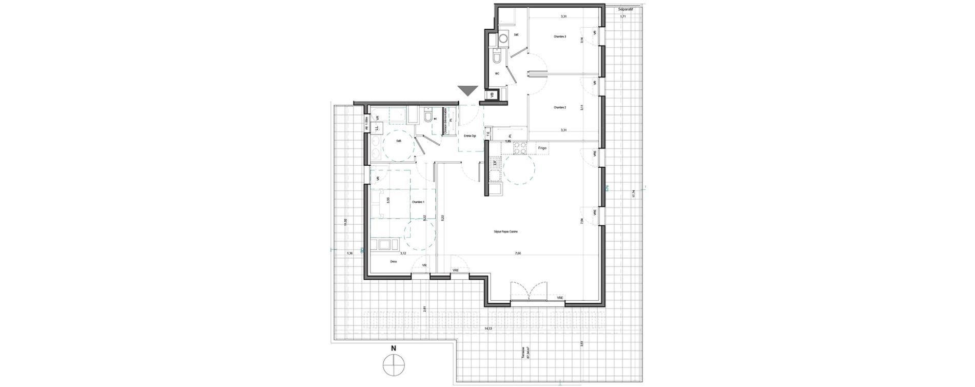 Appartement T4 de 110,49 m2 &agrave; Aix-En-Provence Saint mitre - les granettes - pey blanc