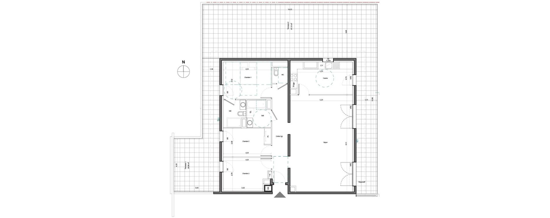 Appartement T4 de 109,00 m2 &agrave; Aix-En-Provence Saint mitre - les granettes - pey blanc