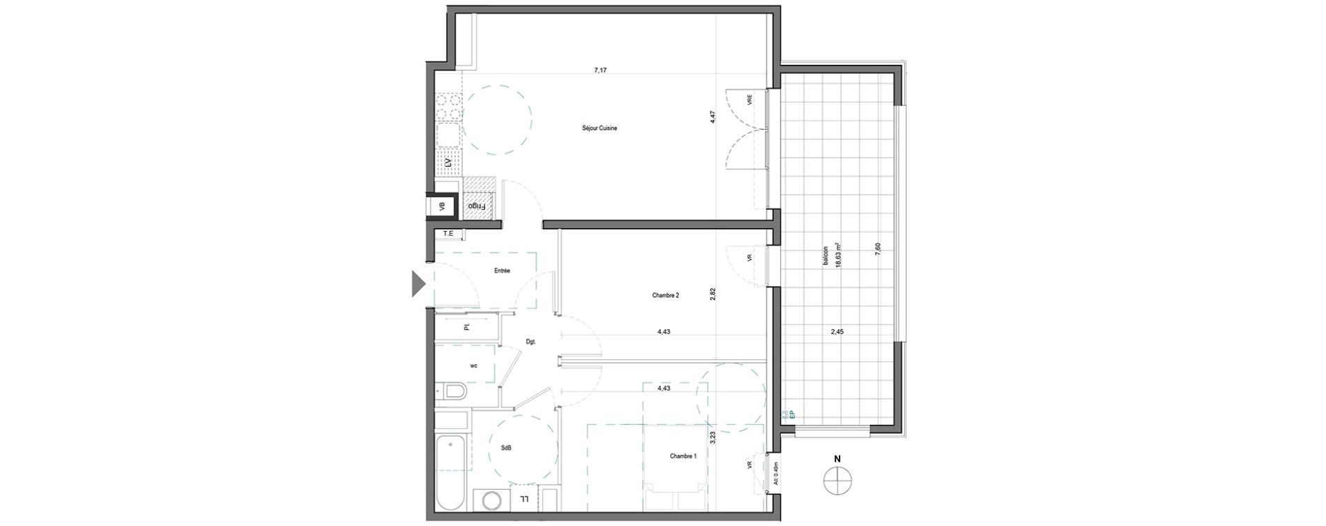 Appartement T3 de 72,15 m2 &agrave; Aix-En-Provence Saint mitre - les granettes - pey blanc