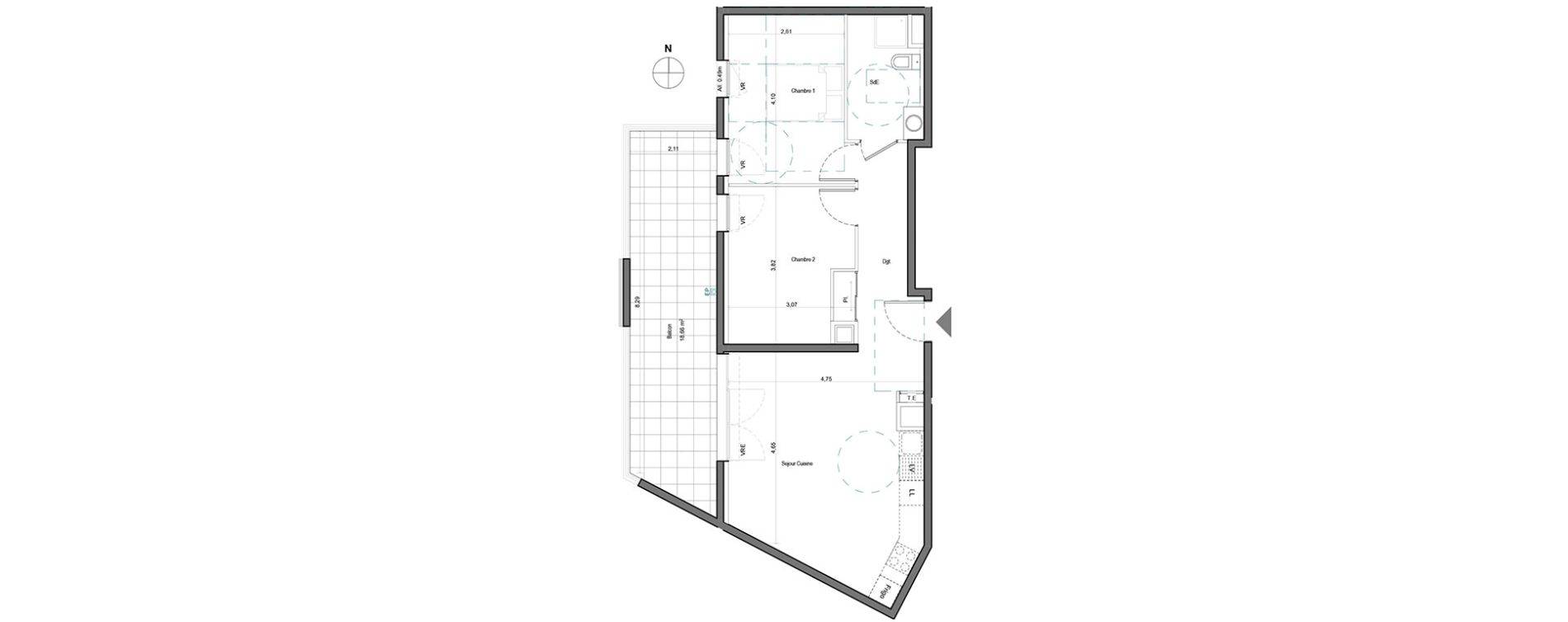 Appartement T3 de 59,46 m2 &agrave; Aix-En-Provence Saint mitre - les granettes - pey blanc