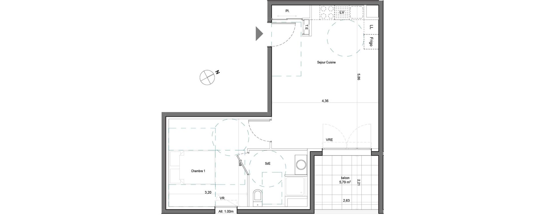 Appartement T2 de 42,50 m2 &agrave; Aix-En-Provence Saint mitre - les granettes - pey blanc