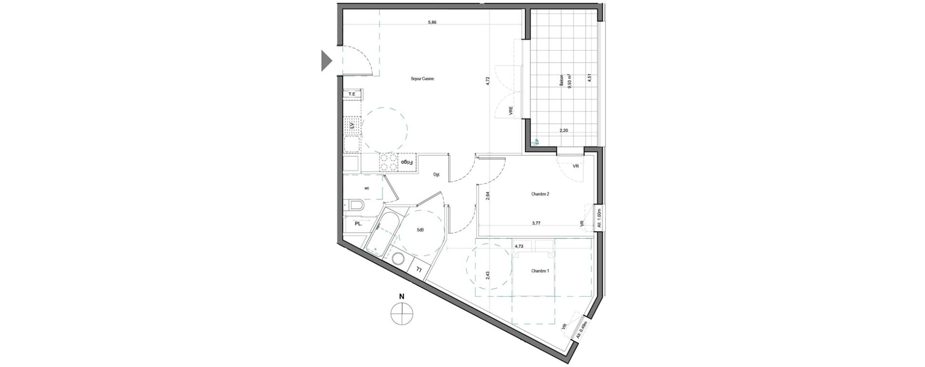 Appartement T3 de 64,14 m2 &agrave; Aix-En-Provence Saint mitre - les granettes - pey blanc
