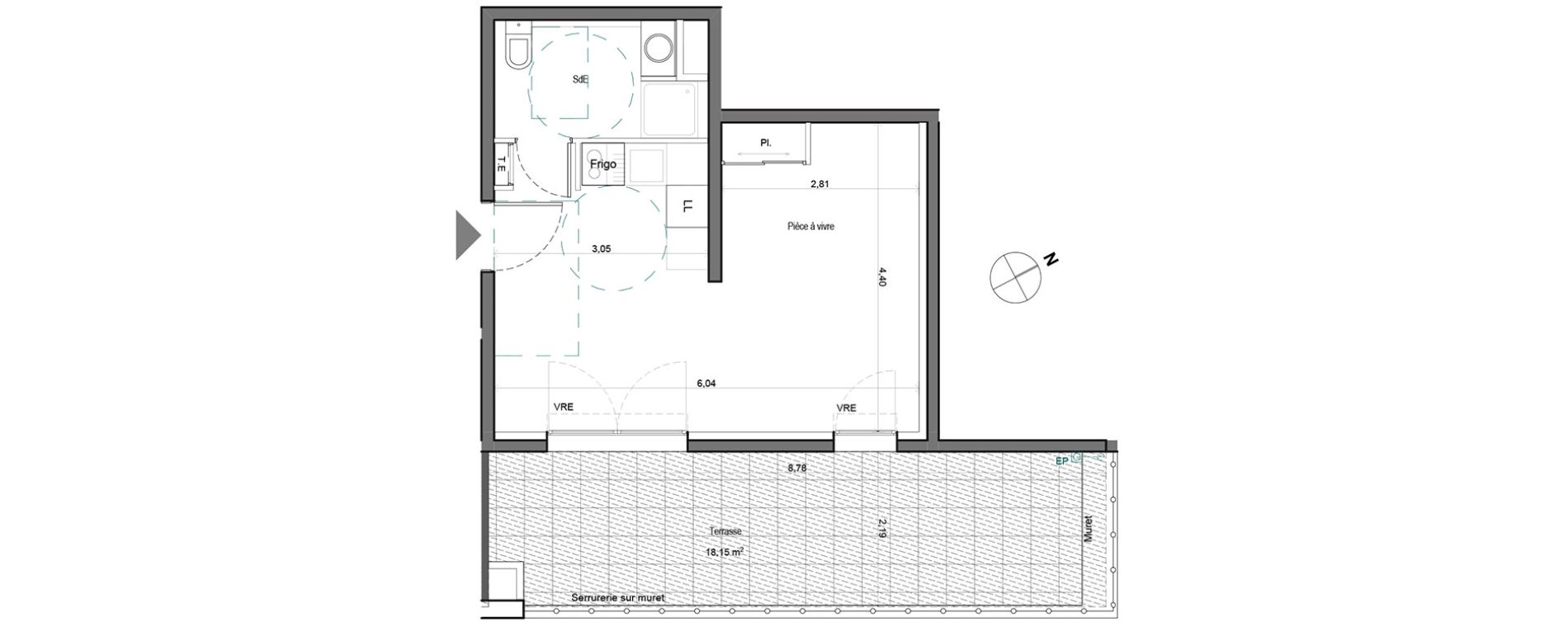 Appartement T1 de 29,79 m2 &agrave; Aix-En-Provence Saint mitre - les granettes - pey blanc