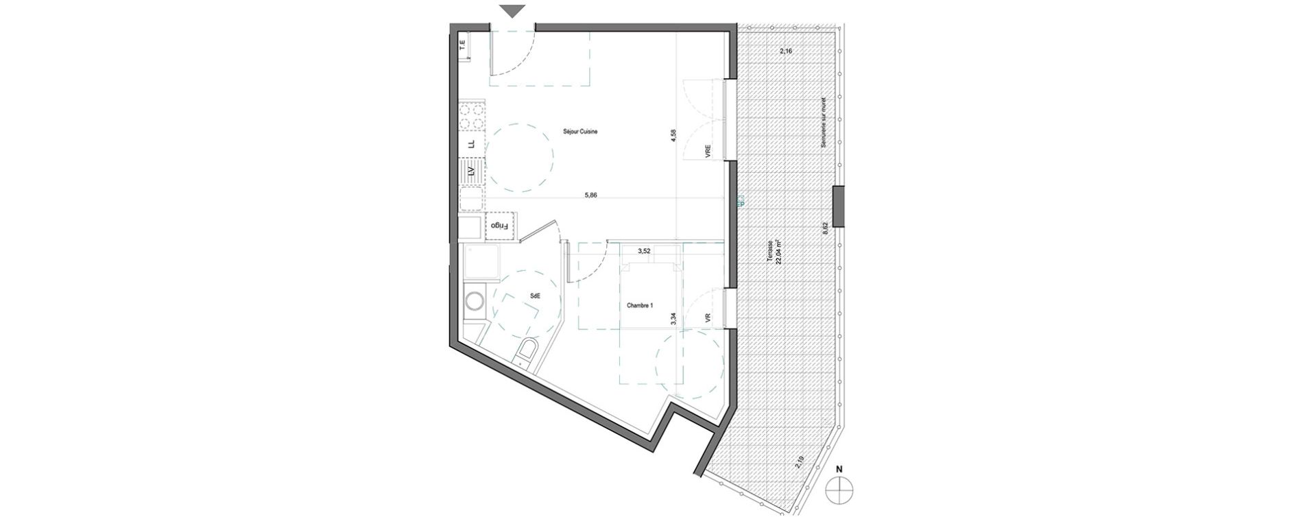 Appartement T2 de 44,72 m2 &agrave; Aix-En-Provence Saint mitre - les granettes - pey blanc