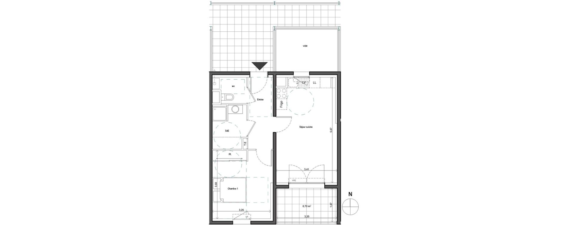 Appartement T2 de 44,58 m2 &agrave; Aix-En-Provence Saint mitre - les granettes - pey blanc