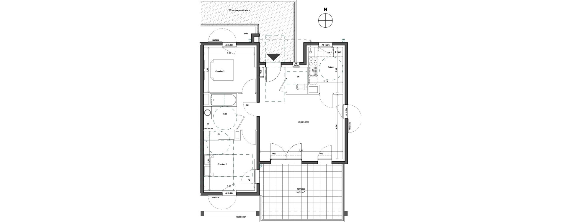 Appartement T3 de 62,23 m2 &agrave; Aix-En-Provence Saint mitre - les granettes - pey blanc