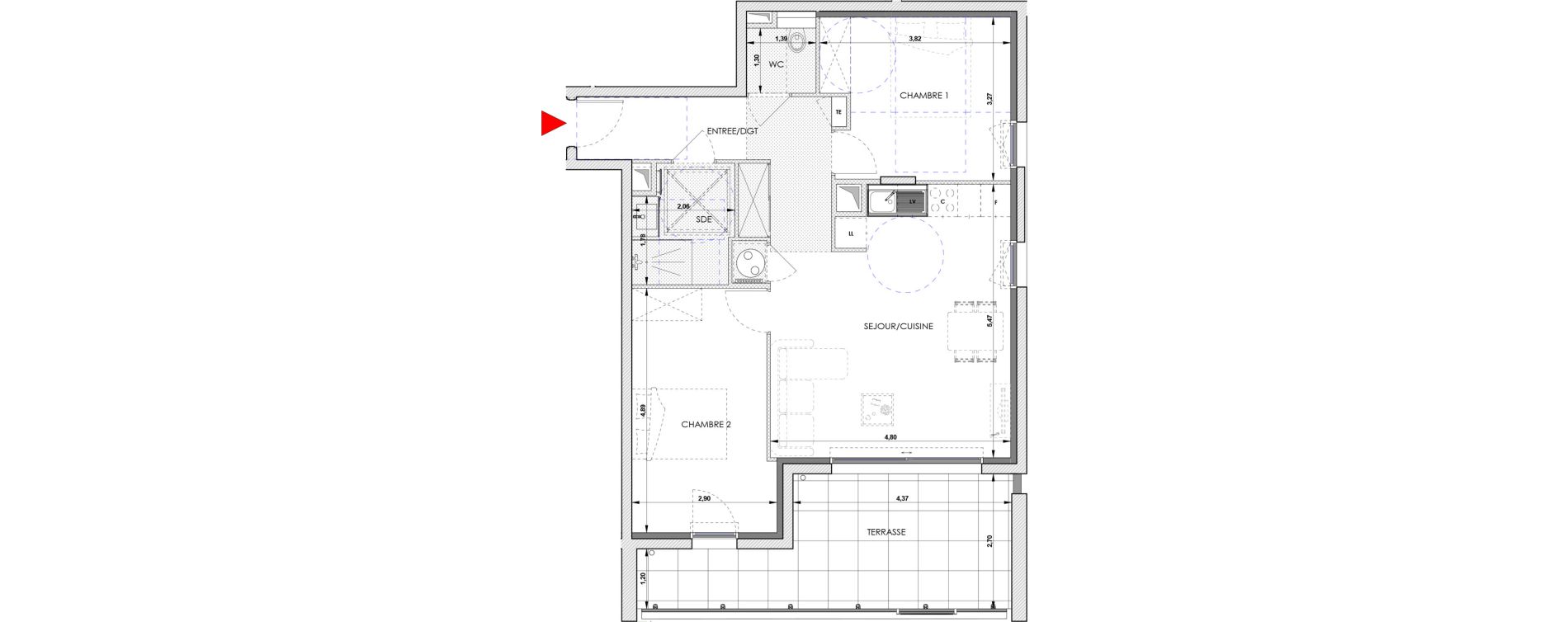 Appartement T3 de 65,80 m2 &agrave; Aix-En-Provence Saint mitre - les granettes - pey blanc