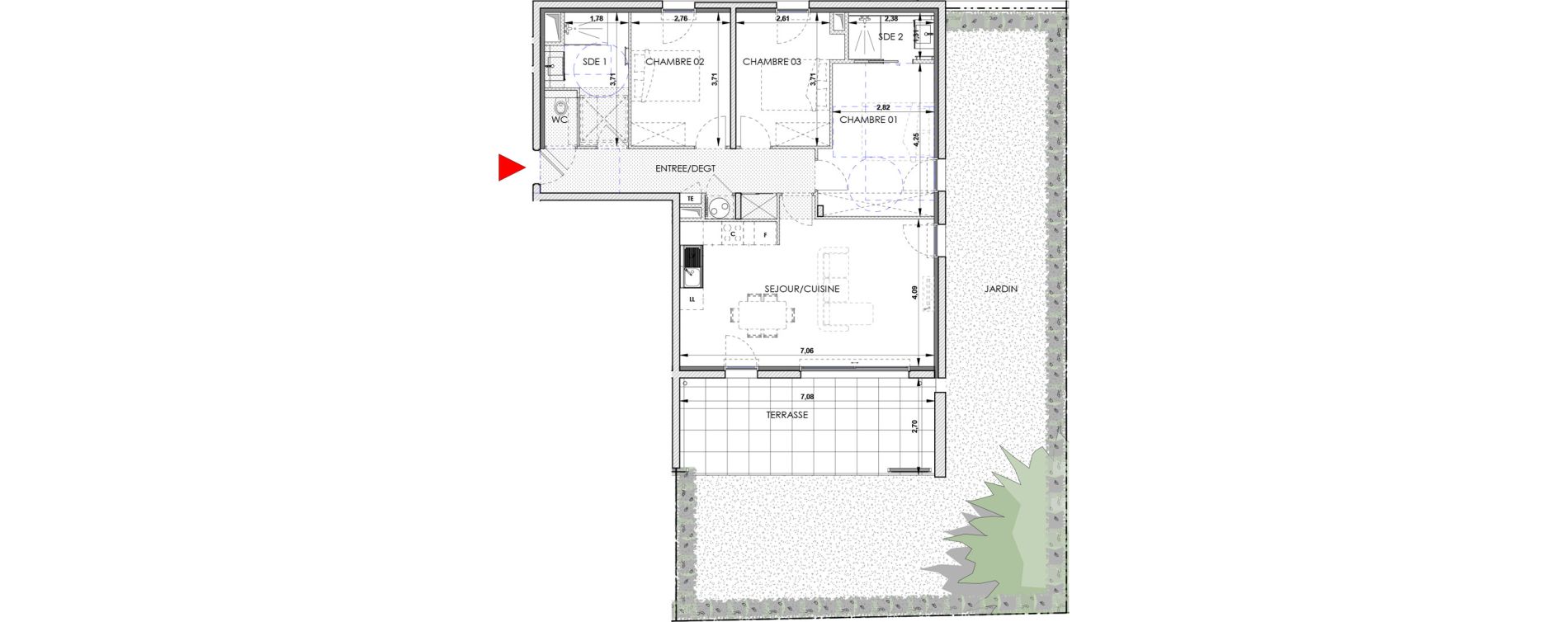 Appartement T4 de 83,60 m2 &agrave; Aix-En-Provence Saint mitre - les granettes - pey blanc