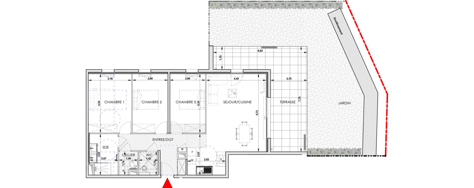 Appartement T4 de 87,70 m2 &agrave; Aix-En-Provence Saint mitre - les granettes - pey blanc