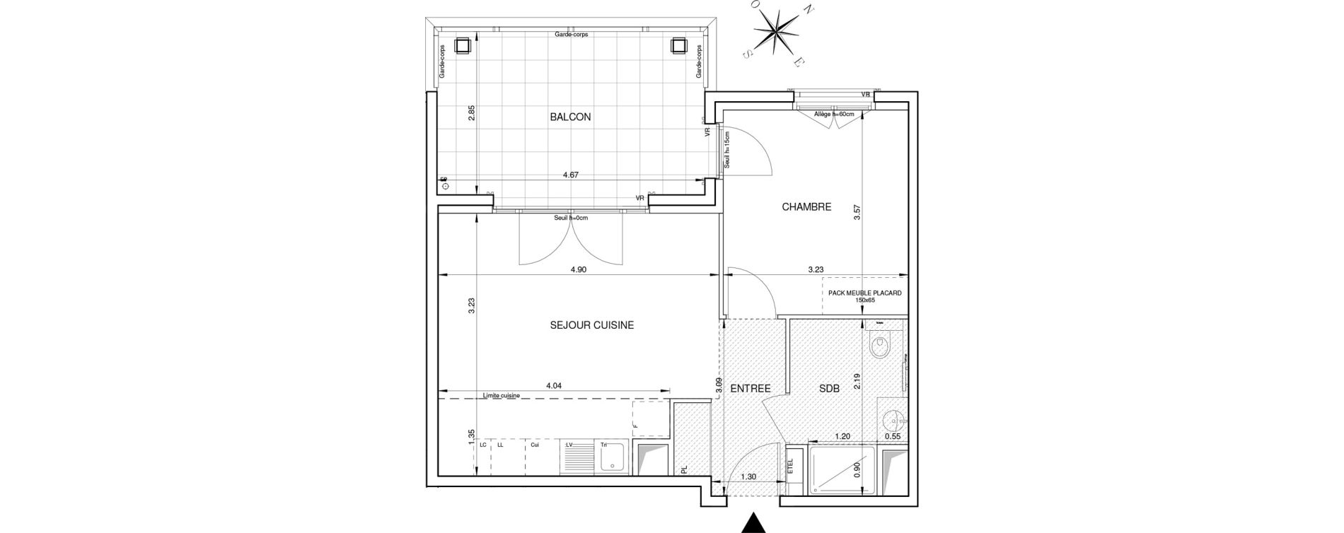 Appartement T2 de 42,70 m2 &agrave; Aix-En-Provence Pont de b&eacute;raud