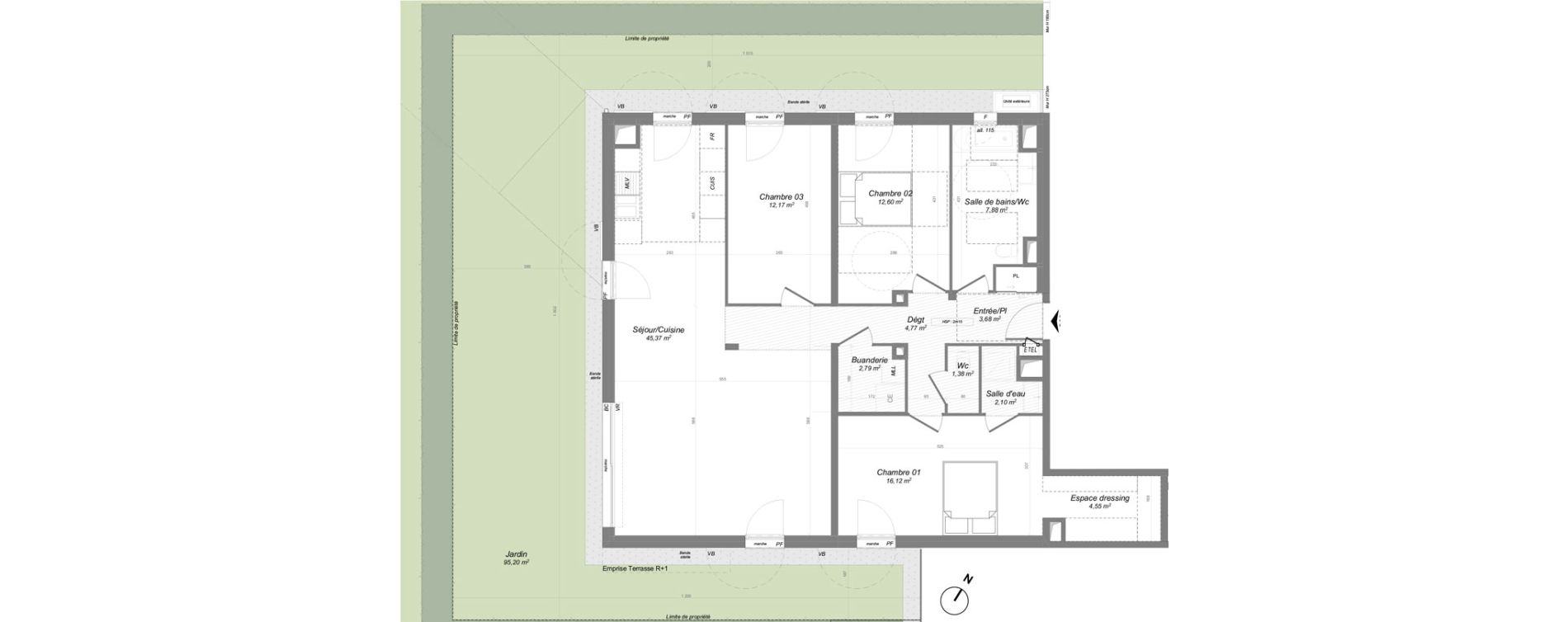 Appartement T4 de 113,41 m2 &agrave; Aix-En-Provence Trois bons dieux