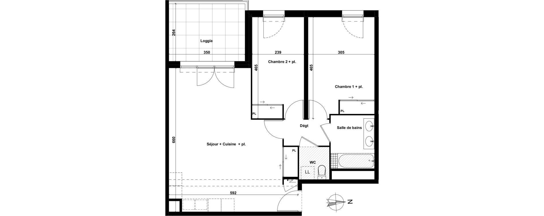 Appartement T3 de 66,69 m2 &agrave; Aix-En-Provence Sextius - mirabeau