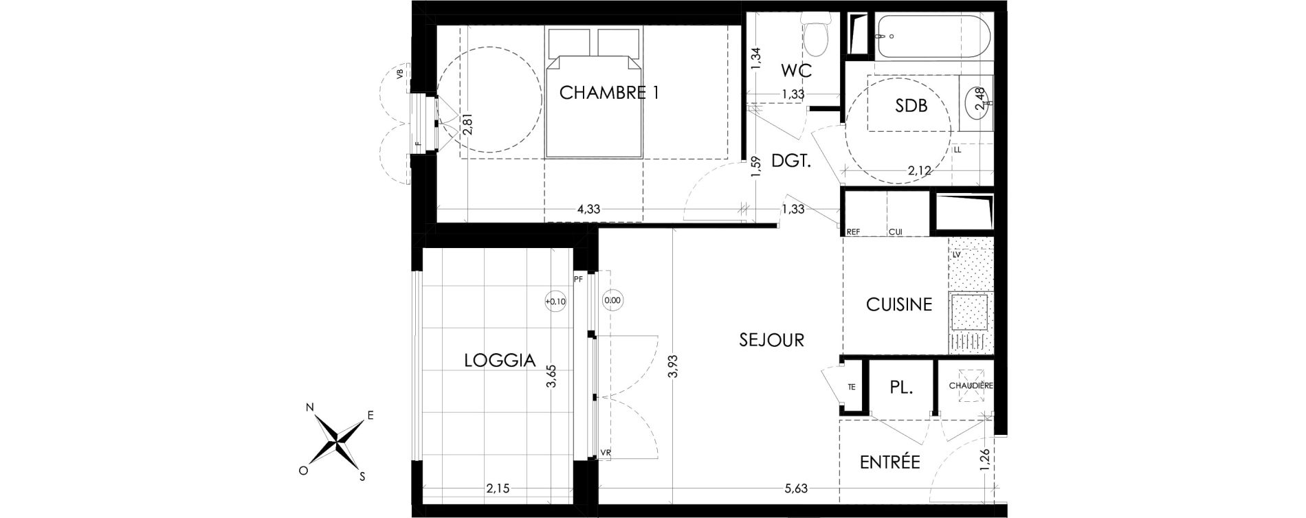 Appartement T2 de 43,16 m2 &agrave; Aix-En-Provence La duranne