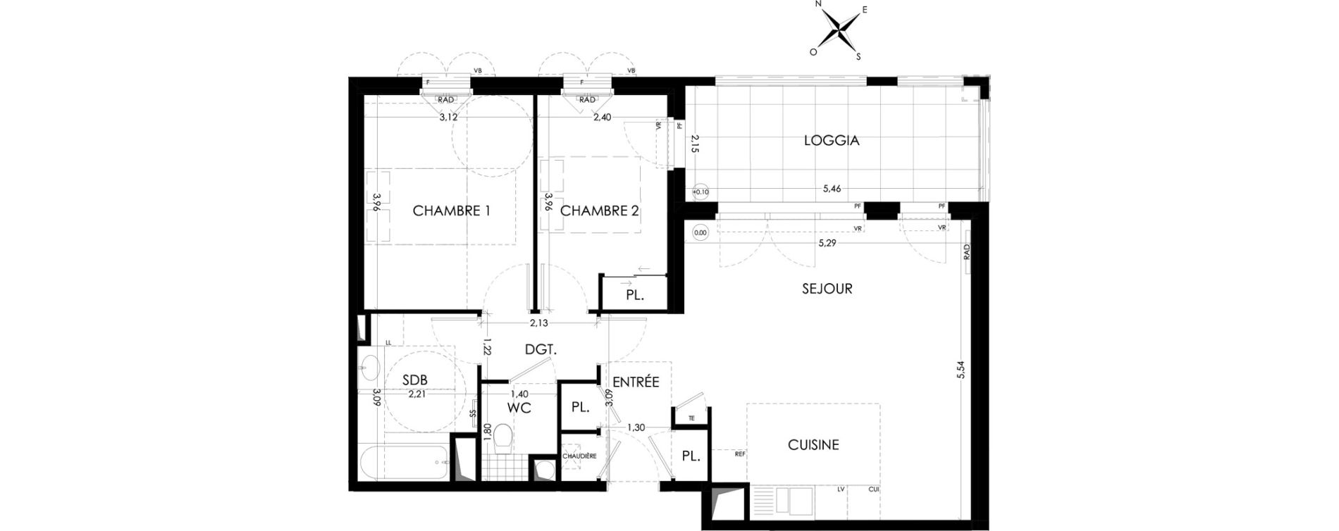 Appartement T3 de 66,59 m2 &agrave; Aix-En-Provence La duranne