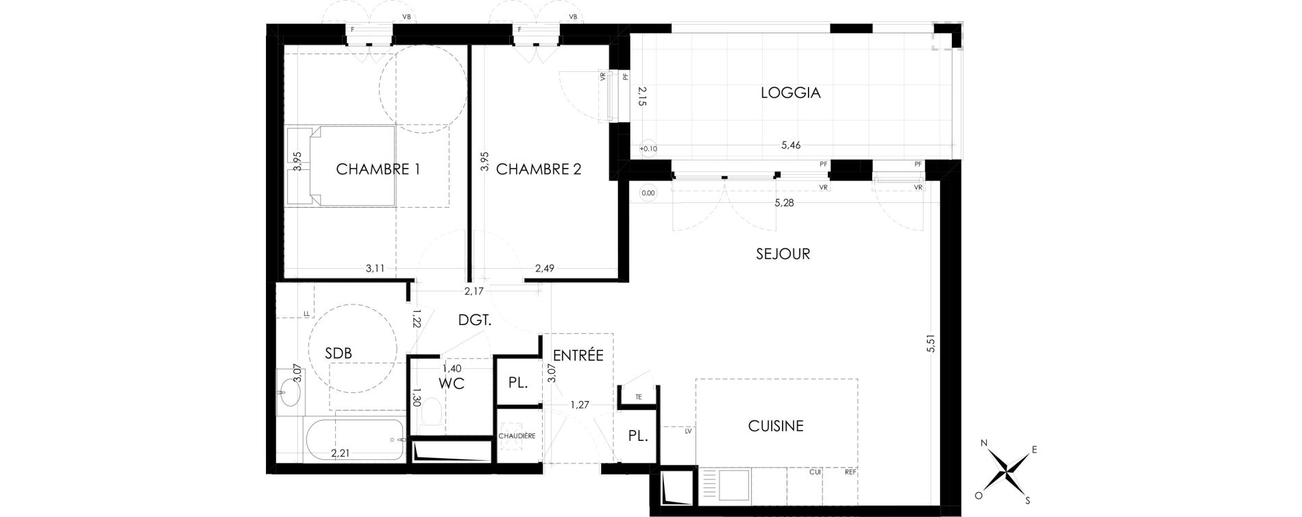 Appartement T3 de 66,74 m2 &agrave; Aix-En-Provence La duranne