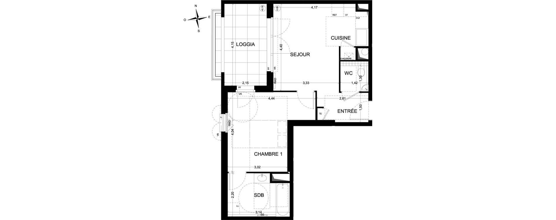 Appartement T2 de 44,26 m2 &agrave; Aix-En-Provence La duranne